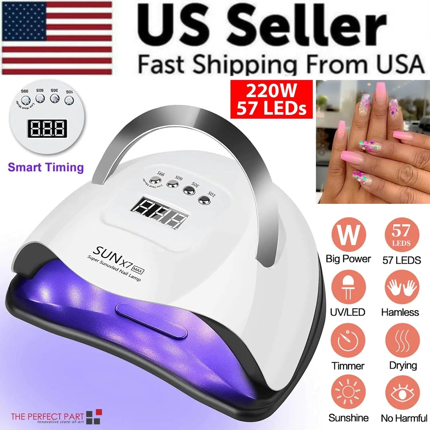 220W Professional UV LED Nail Lamp – Fast Gel Polish Curing Dryer for Home & Salon Use